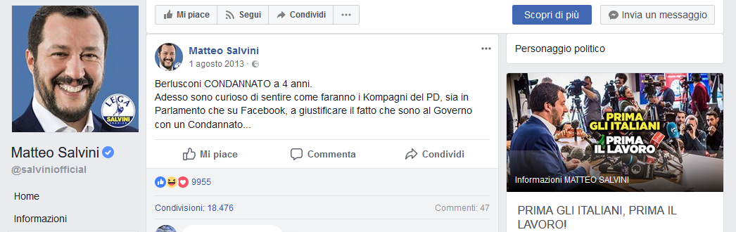 Fonte Salvini Facebook